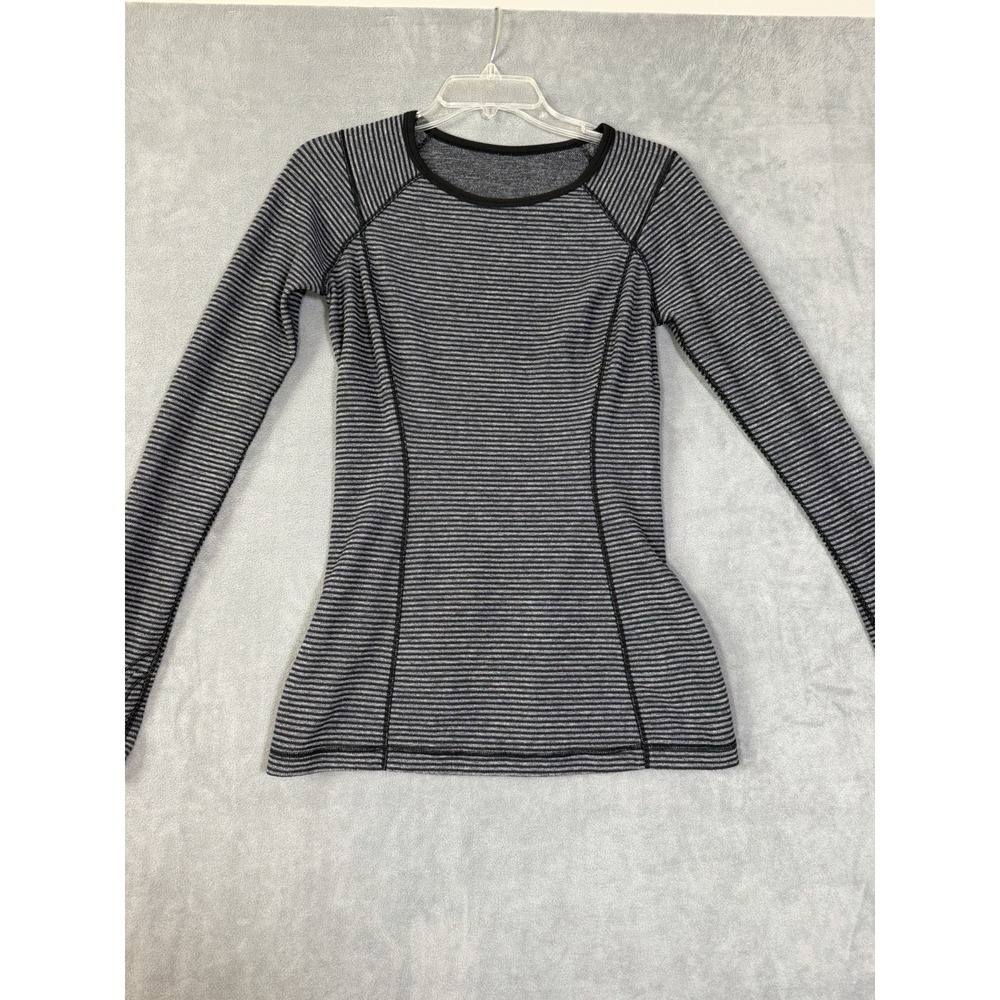 Lululemon Women's Turn Around Long Sleeve Black Grey Shirt‎ Size 6 Running Gym